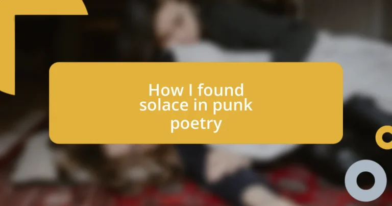 How I found solace in punk poetry