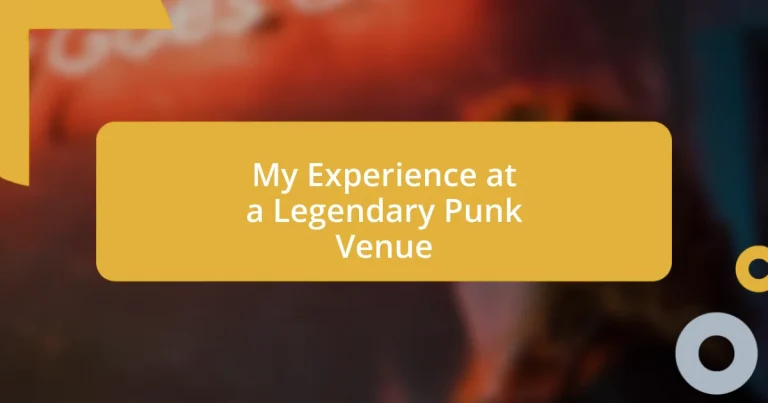 My Experience at a Legendary Punk Venue