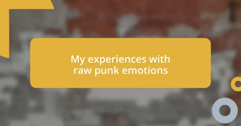 My experiences with raw punk emotions