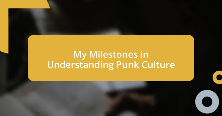 My Milestones in Understanding Punk Culture