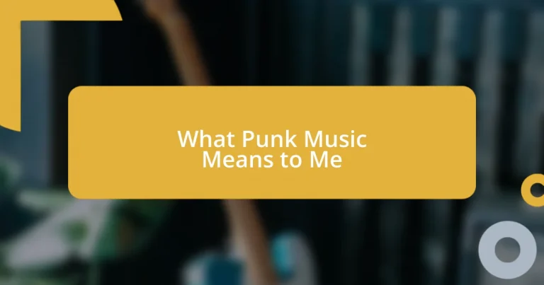 What Punk Music Means to Me