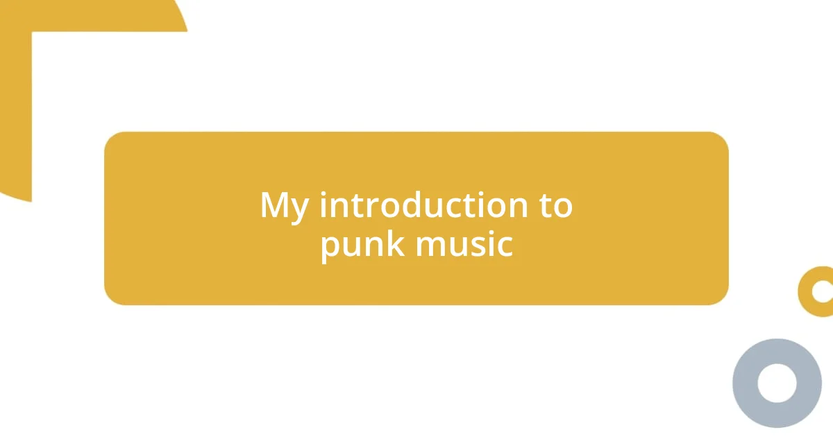 My introduction to punk music